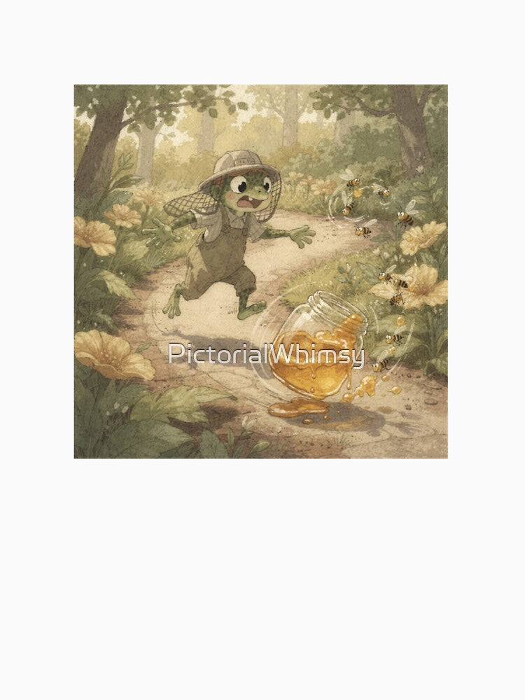 Frog Beekeeper Chasing a Runaway Honey Jar by PictorialWhimsy