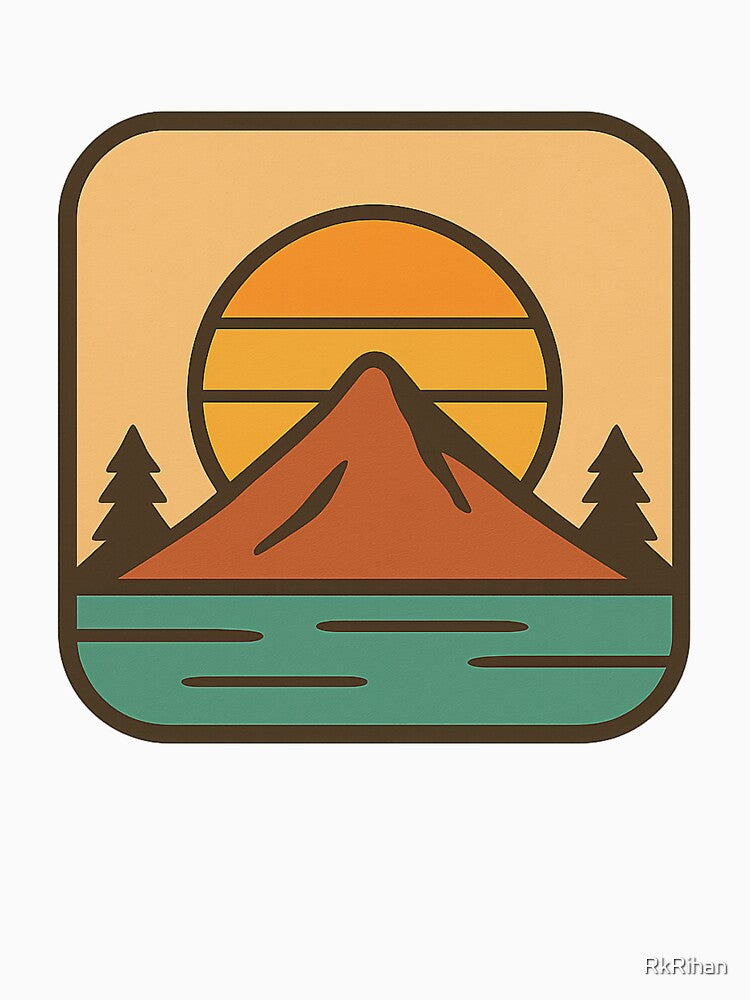 Vintage Sunset Mountain Minimalist Landscape by RkRihan