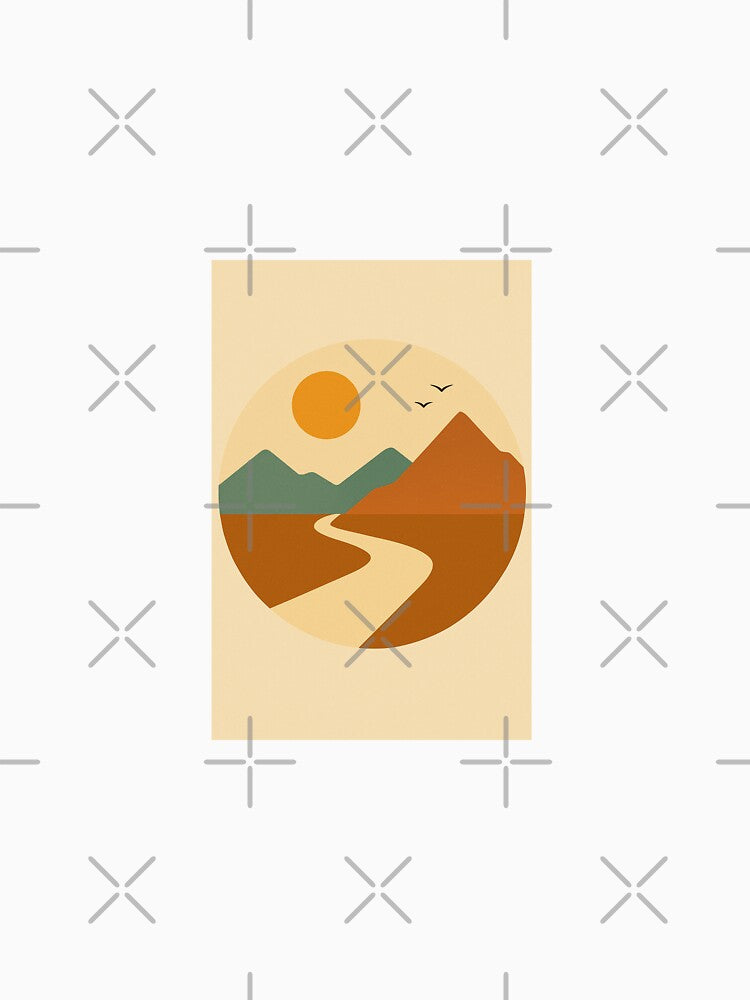 Minimalistic Mountain Travel Adventure Retro Sunset by funkijimpow