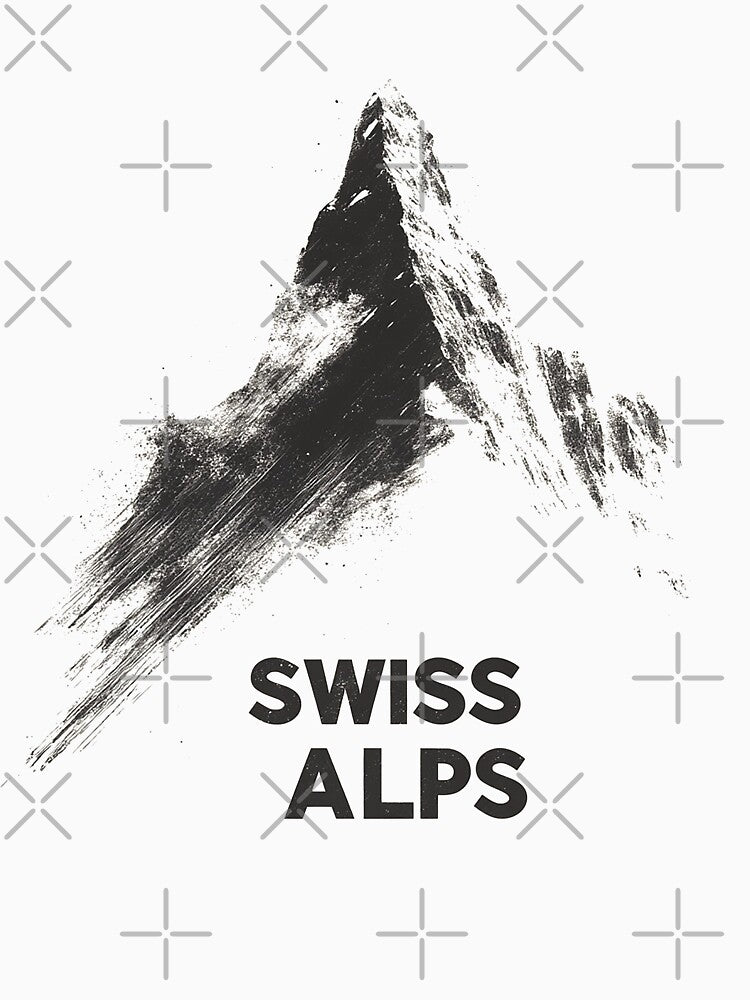 Minimalist Swiss Alps Mountain Design by Retro Travel Design