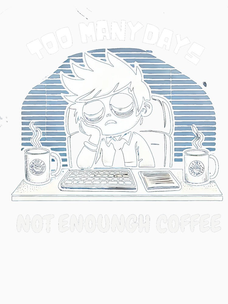 Too Many Days, Not Enough Coffee – Funny Coffee Lover's T-Shirt by GoFunTee