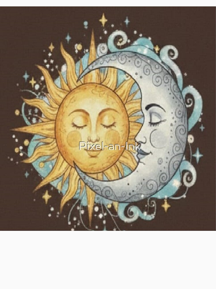 Celestial Harmony: Boho Sun and Moon by Pixel-an-Ink