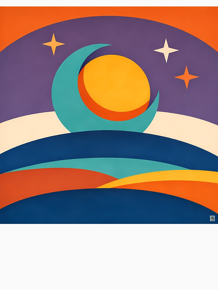 Sun and Moon Over Layered Cosmic Hills by InkSmithery