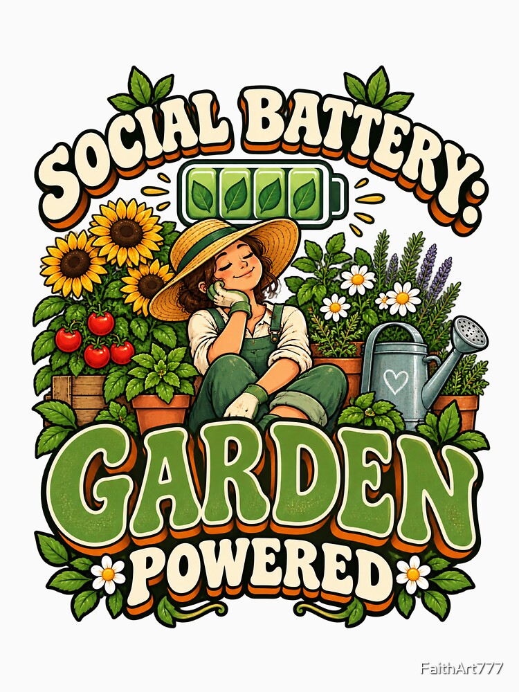 Social Battery Garden Powered – Funny Gardener by FaithArt777