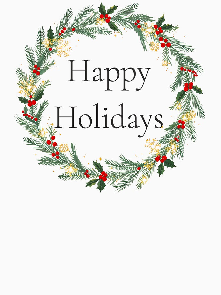 Happy Holidays Wreath – Festive Christmas Ornament Design 2025 by Punnyverse