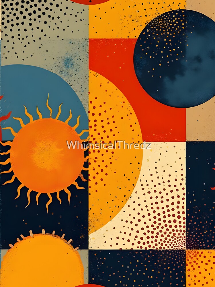 Solar Rhythm – Bauhaus Pop Art Sun, Moon, Celestial by WhimsicalThredz