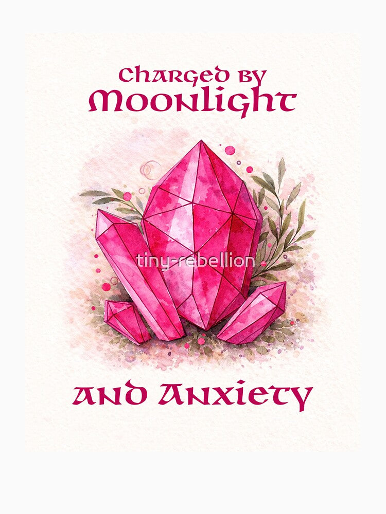 Charged by Moonlight and Anxiety Pink Watercolor Crystal by tiny-rebellion