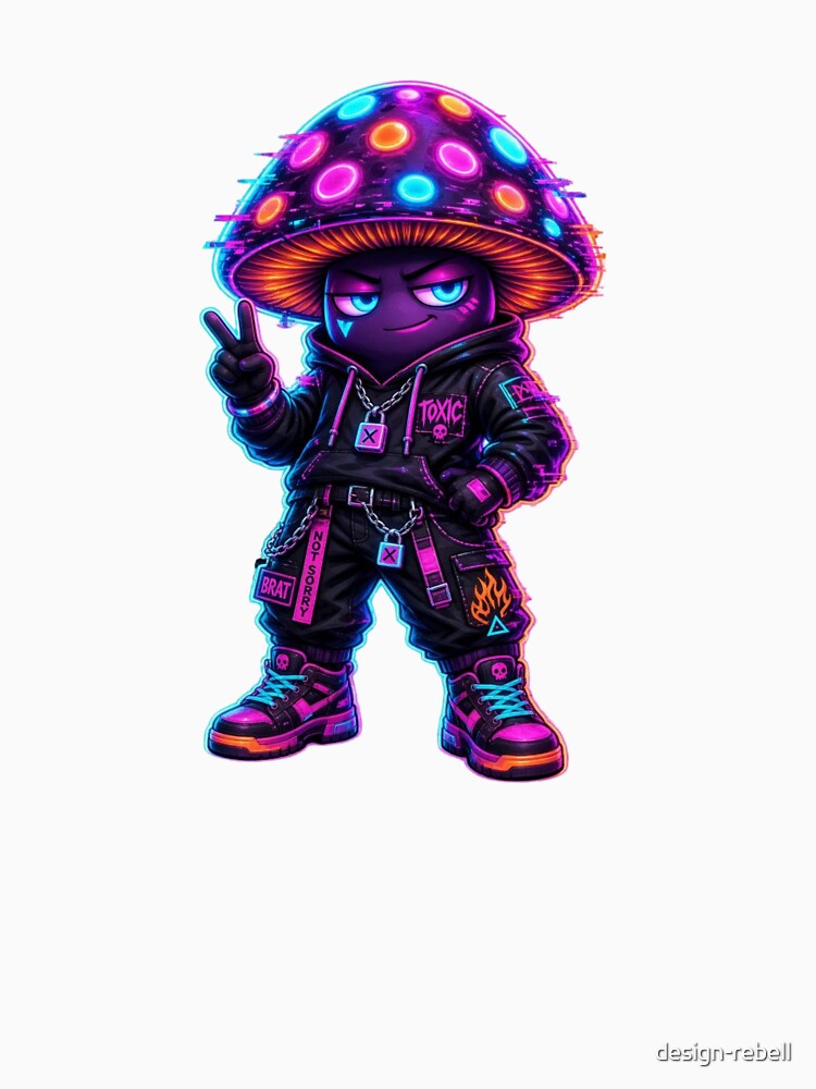 Neon Mushroom Character – Cheeky Rave by design-rebell
