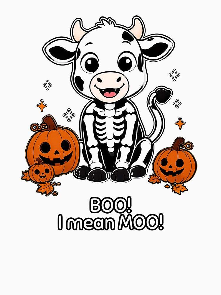 Skeleton Cow - Halloween Cow with Pumpkins R by MaddyDesignsCo