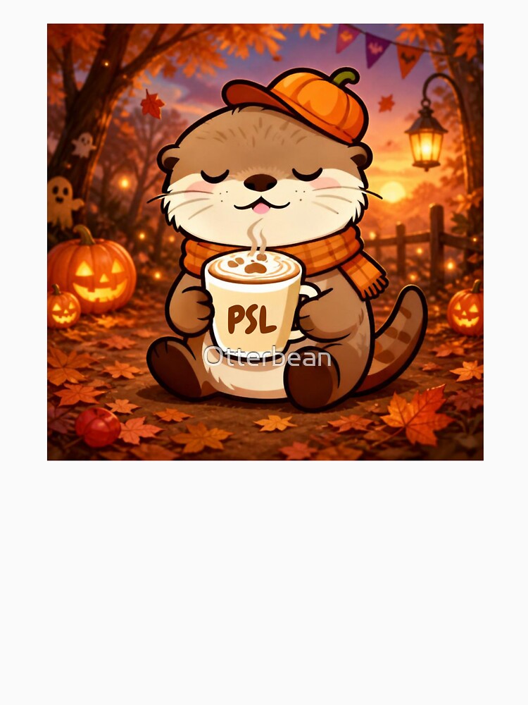Pumpkin Spice Latte Sea Otter with Tiny Pumpkin Hat by Otterbean