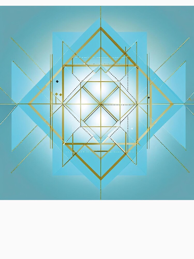 Sacred Geometry Angular Grid System Design – Minimal Gold Line Structure on Teal Background by ArtivaNest