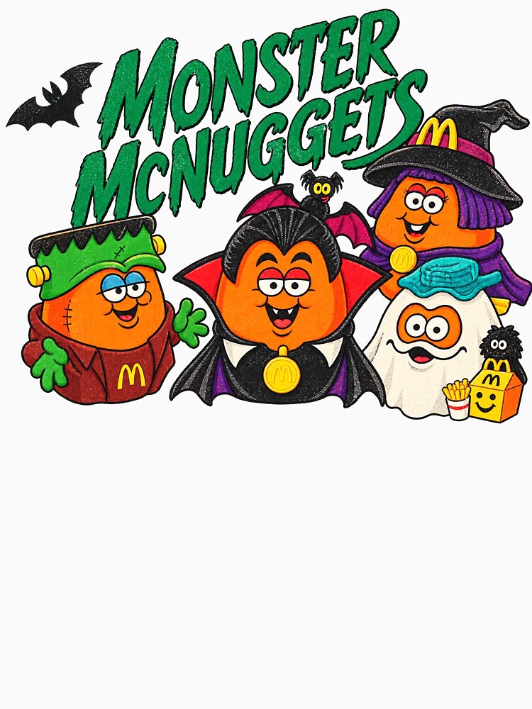 Monster McNuggets Halloween Vintage 90s Retro Funny Chicken Nugget Monsters by Glow-Paw-Studio