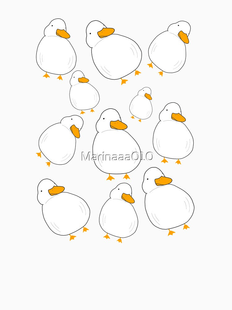 Chubby Duck Pattern Cute Fluffy White Bird Simple Anime Cartoon Kawaii Animal by Marinaaa010