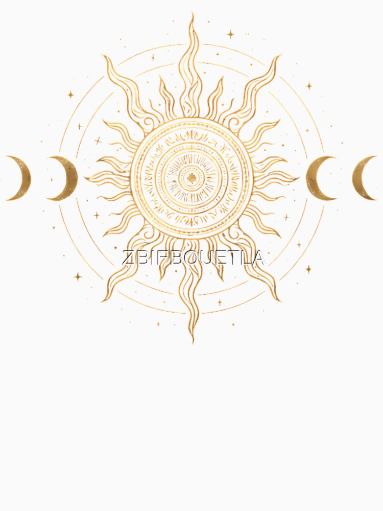 Golden Sun and Moon - Boho Moon Phase by ZBIFBOUETLA