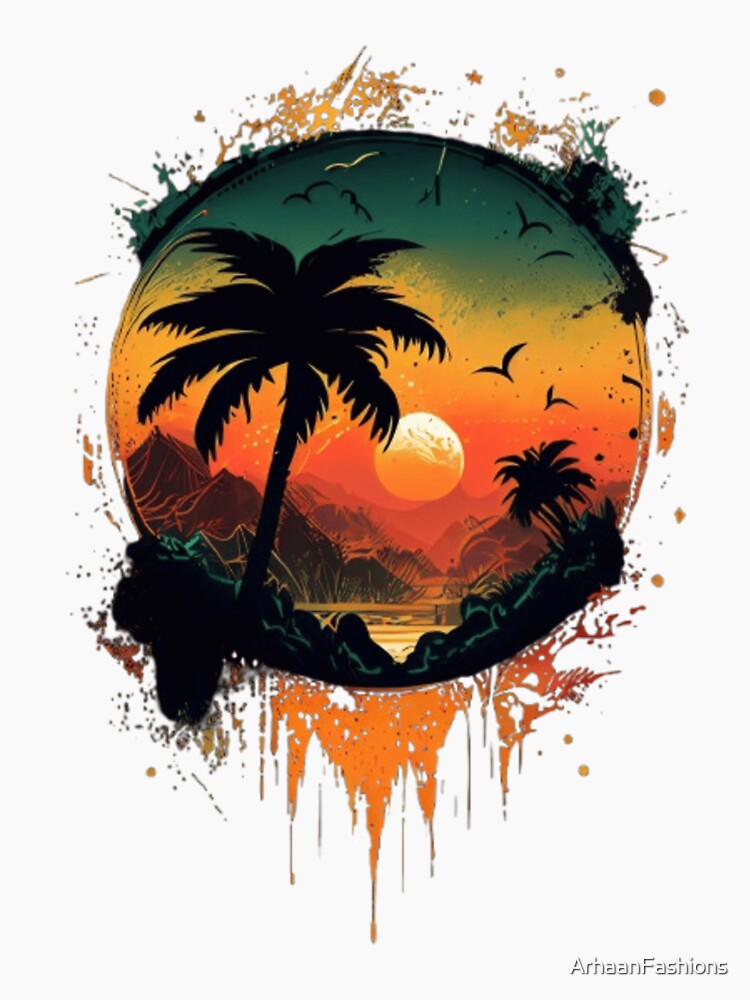 Tropical Sunset Palm Trees | Vintage Summer Beach Aesthetic by ArhaanFashions