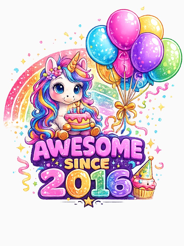 10 Years Old Awesome Since 2016 Unicorn 10th Birthday by QuiteOrbit