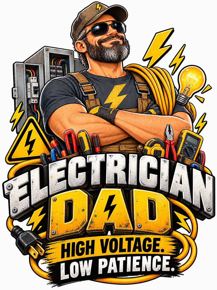 Electrician Dad – High Voltage Low Patience Funny Electrician Gift by Kilzawa