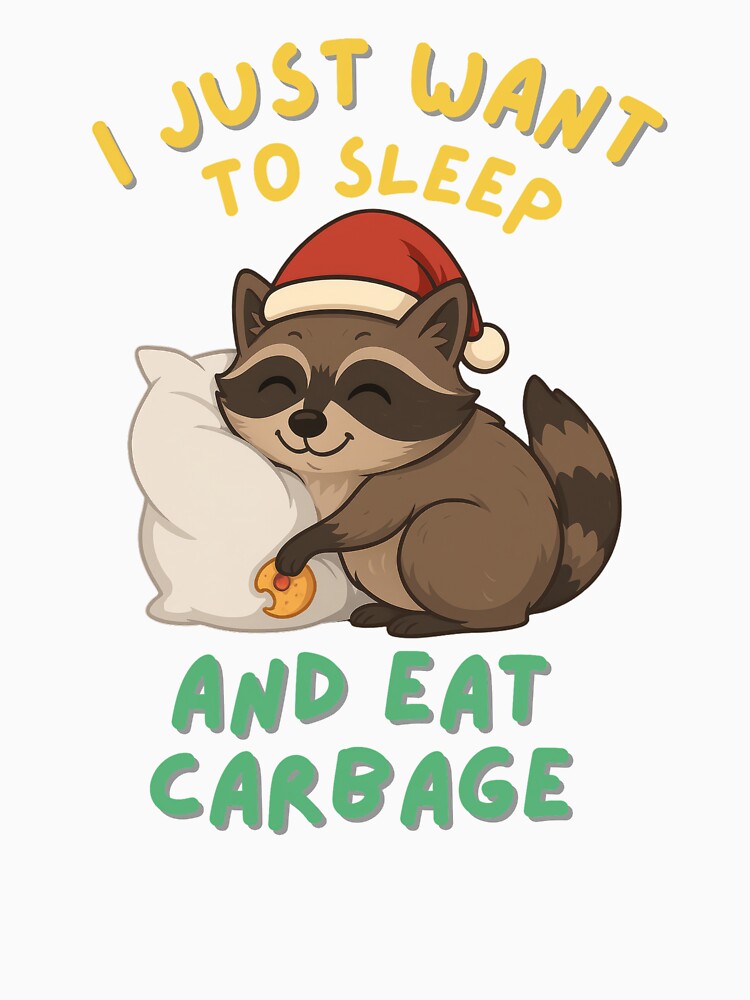 Funny Animal Christmas Raccoon with Santa Hat by Maryna_Reine