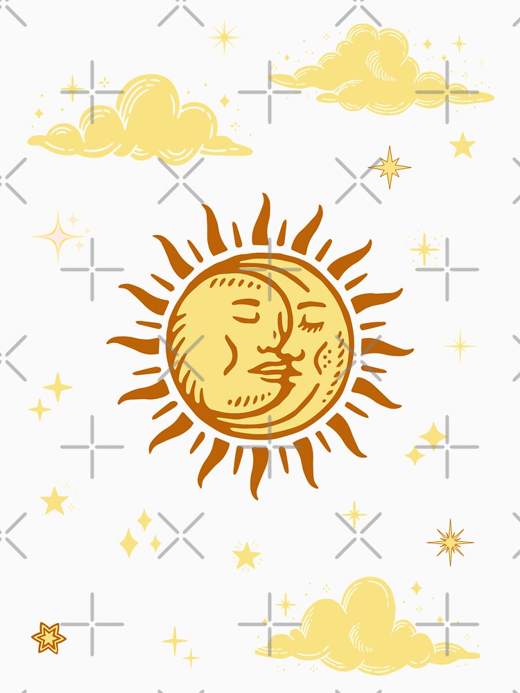 sun and moon trendy celestial art by cutecrazytshirt