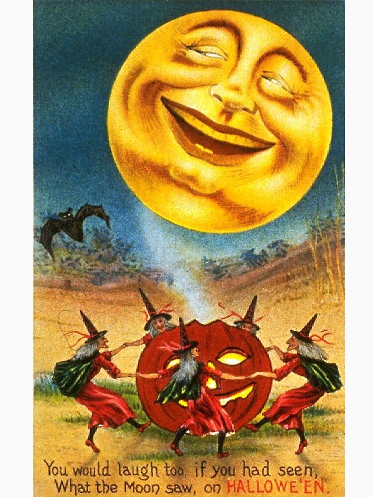 Vintage Halloween Art - Laughing Moon by RBEnt