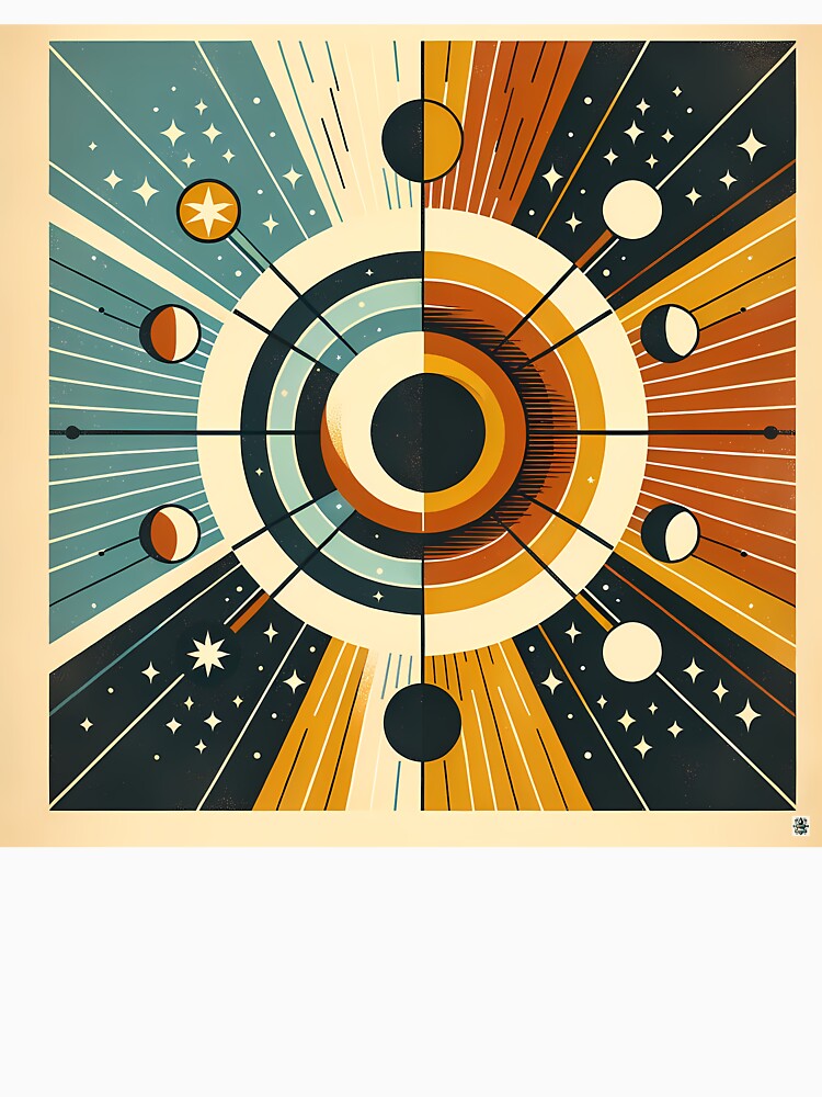 Geometric Sun and Moon Celestial Orbit Design by InkSmithery
