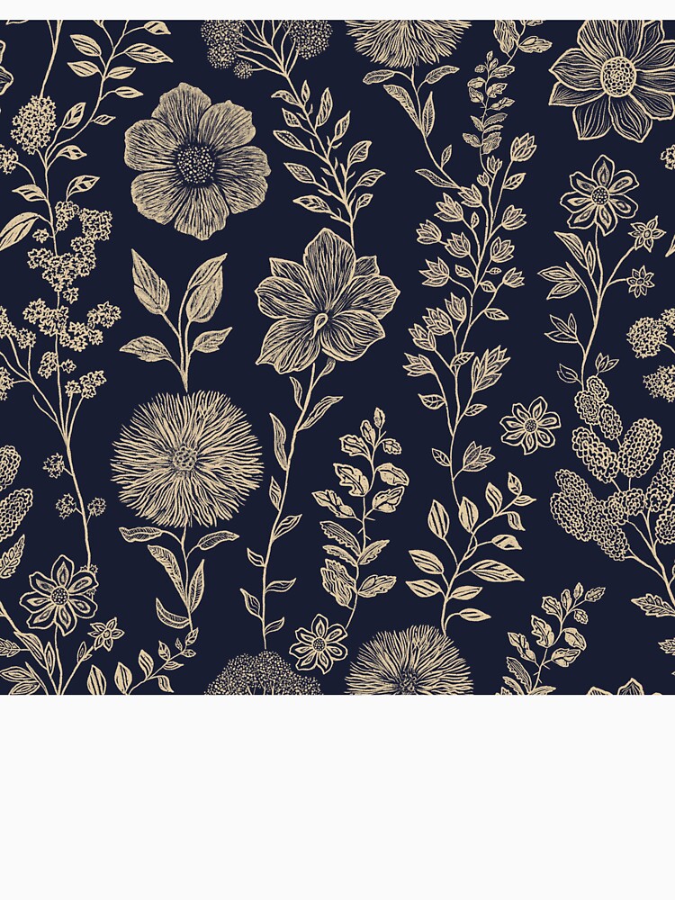 Moonlit Meadow - Beige Wildflowers on Navy by clary + sage