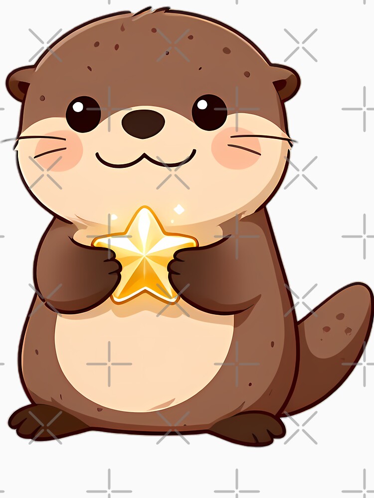 Cute River Otter with Glowing Star Pearl by pumsquare