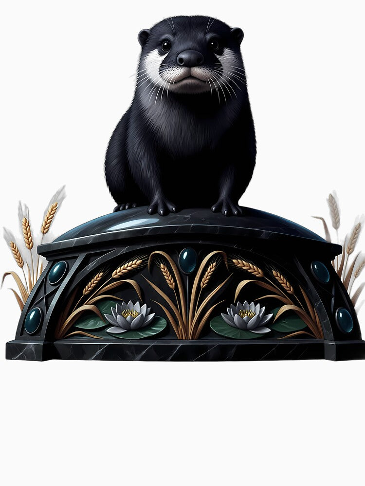 Gothic Shadow Otter Carved Obsidian Mabon Altar by IllumeInk