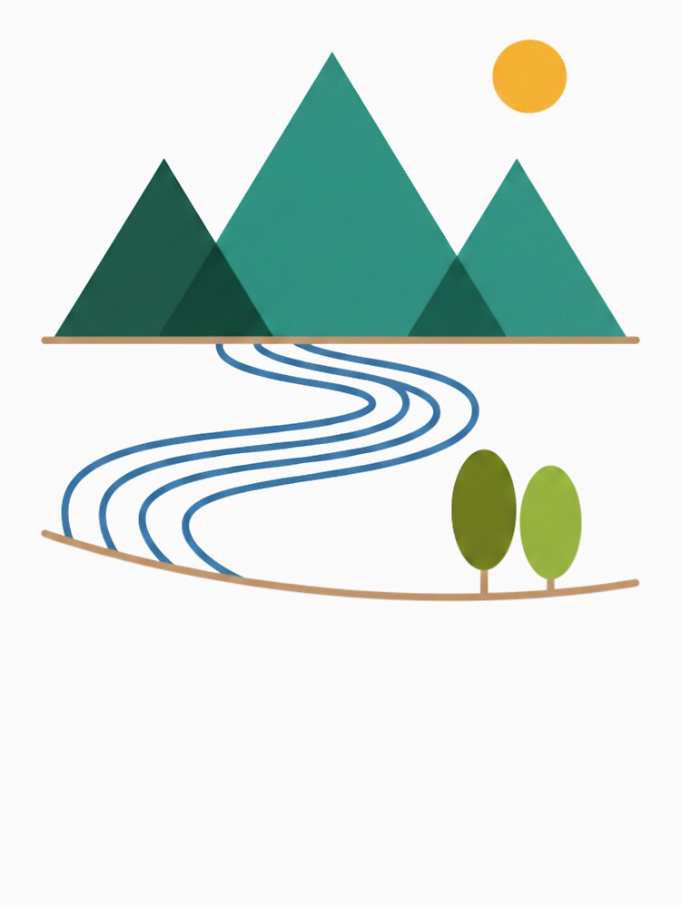 Minimalist Mountain Sunrise River Trail by mossandmyth1984