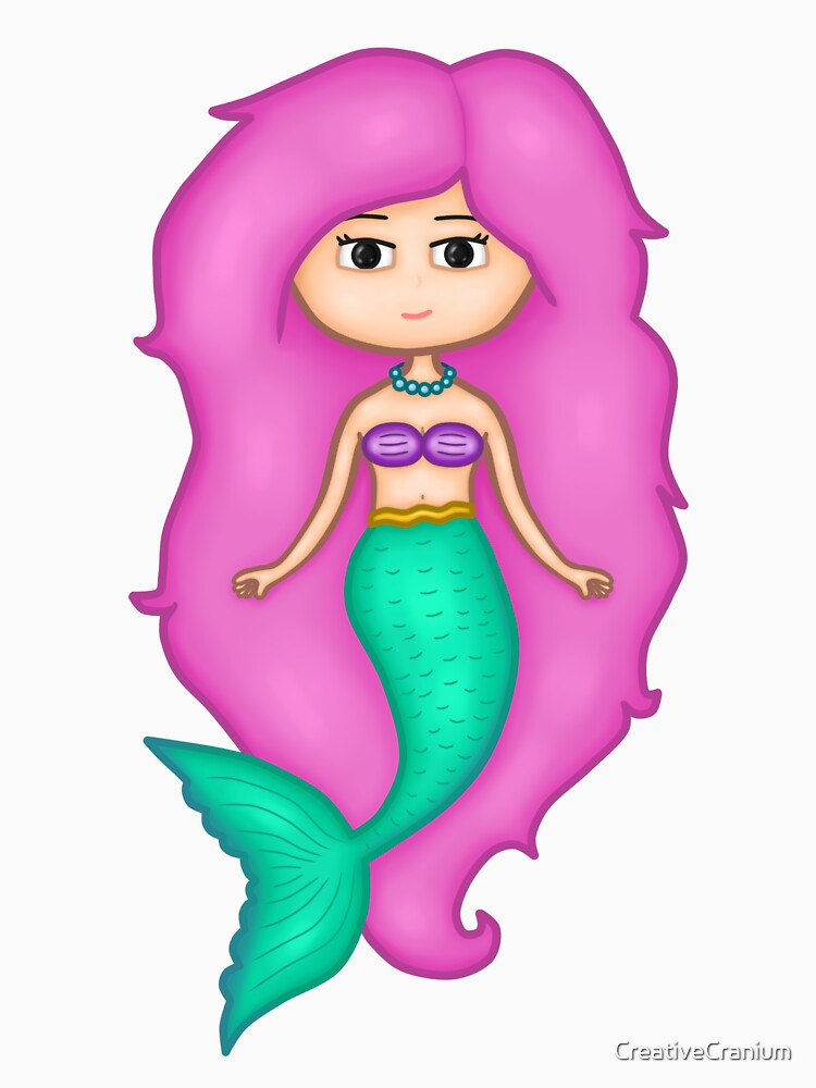 Adorable Mermaid With A Precious Face Drawn in The Kawaii Style - Perfect For Decorating Baby's Nursery by CreativeCranium