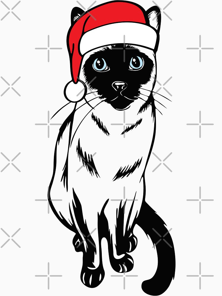 Santa Siamese Cat Christmas by Magnolia Valley Art