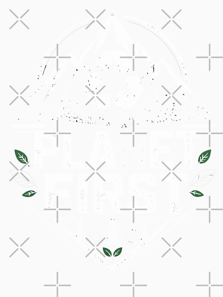 Planet First Distressed Vintage Mountain and Tree Eco-Conscious Graphic by 89BLACK