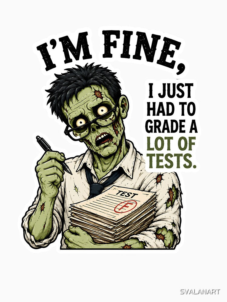 I’m Fine I Just Had to Grade a Lot of Tests – Funny Zombie Teacher Grading Gift by SVALANART