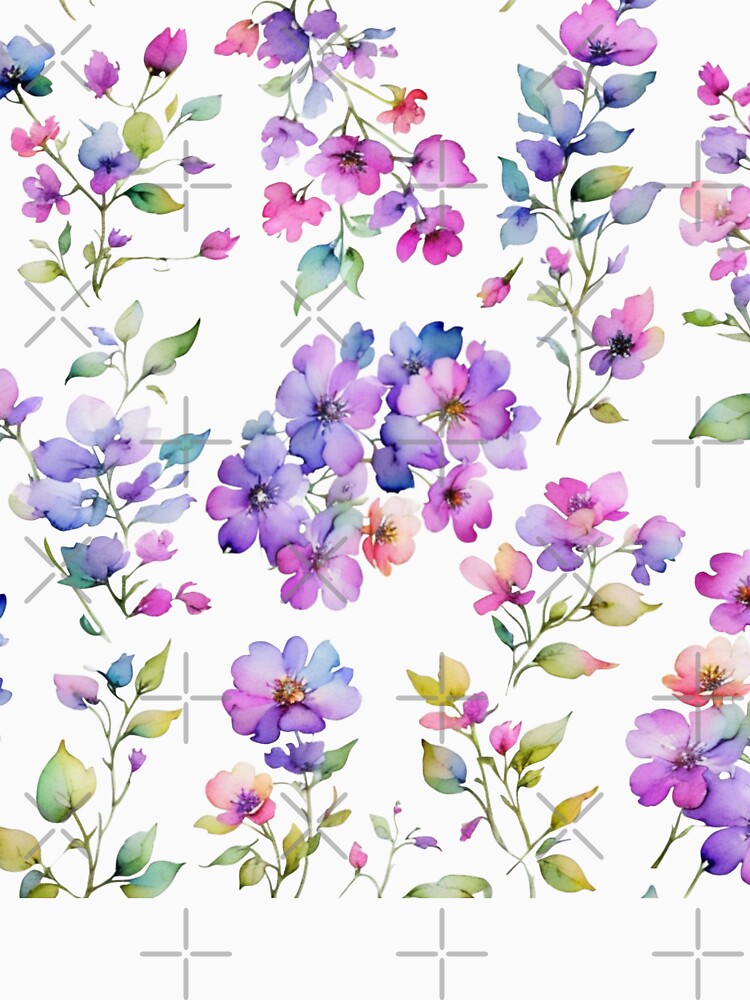 watercolor pink purple wildflowers by hollycooper