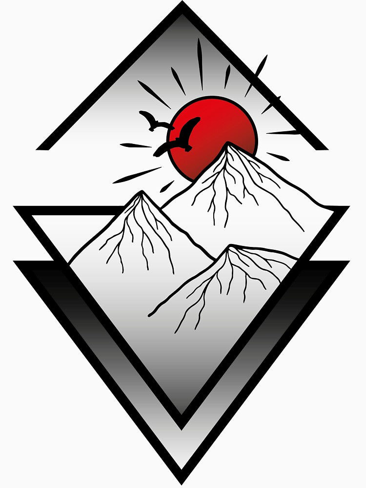 Drawing of mountains by vision-line