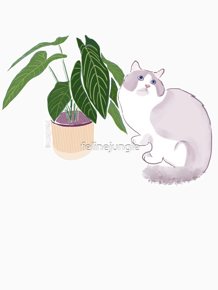Cotton Candy Cat & Plant by felinejungle