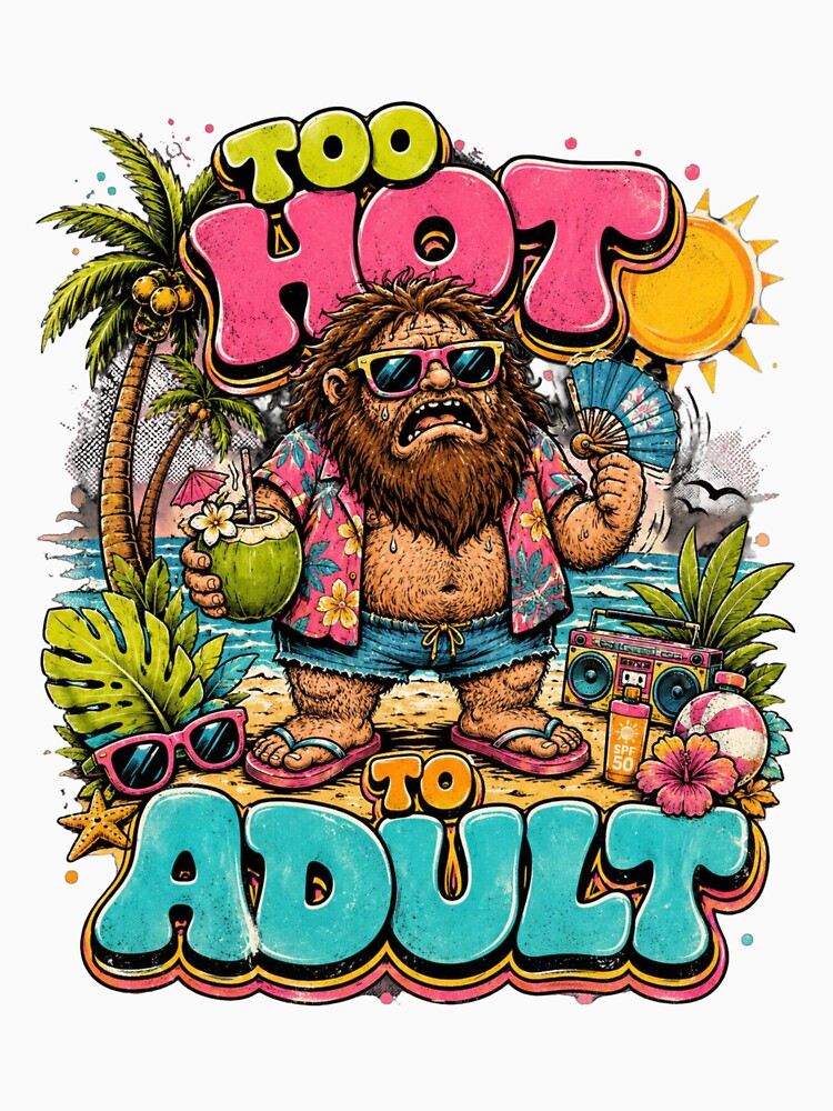Funny Y2K Summer Caveman Too Hot To Adult by PIXENTRA