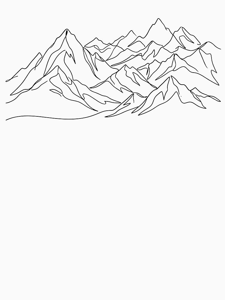 Minimalist Mountain Range Line Art Smoky Mountains Boho Style by Yellowriversss