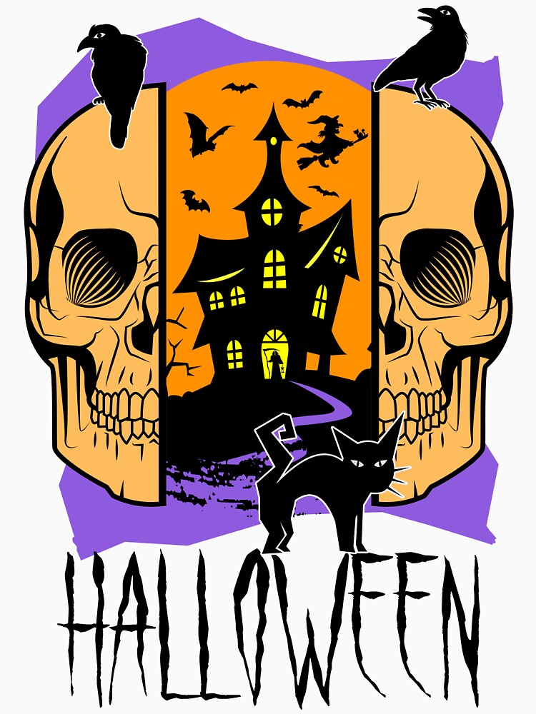 Halloween Haunted House (Purple Background) by TextAndVectors