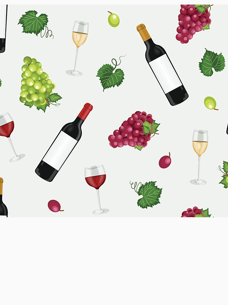rape bunch seamless pattern with red, white wine glasses and bottles on gray by Huynhdesign