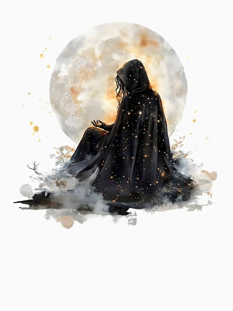 Starry Cloak Sorceress and Celestial Full Moon by HUTEND