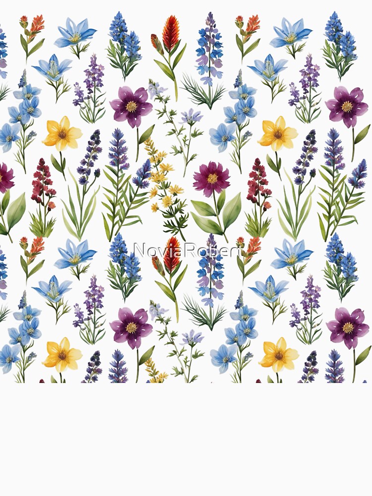 Mountain Wildflowers Watercolor – Hand-Painted Floral Nature Art by NoviaRobert