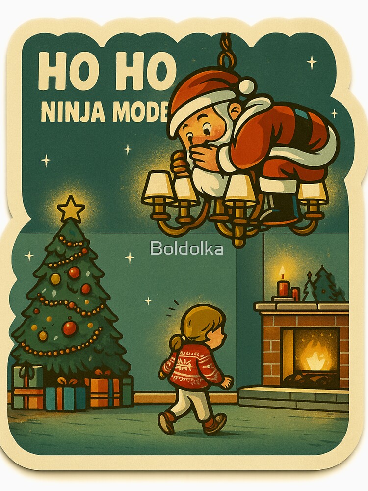 Ho Ho Ho Ninja Mode – Retro Christmas Art by Boldolka