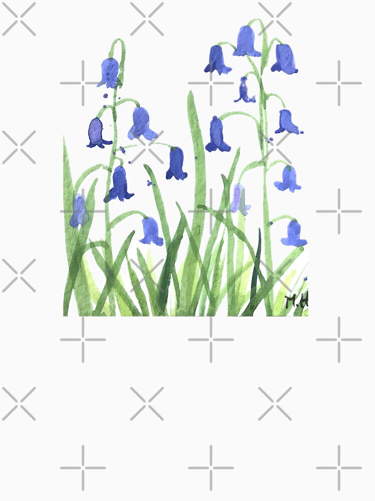 Watercolor Bluebells Flowers – Botanical Floral Art by Monika Howarth