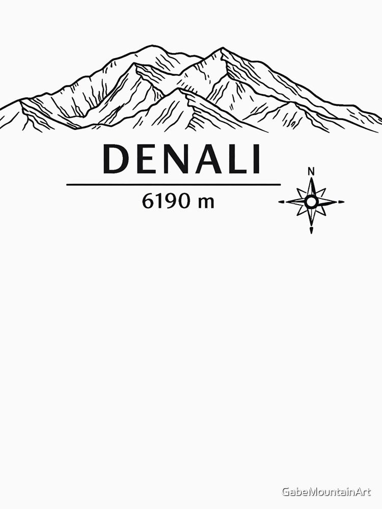 Seven Summits North America – Denali 6190 m Minimalist Line Art Design by Gabe1983