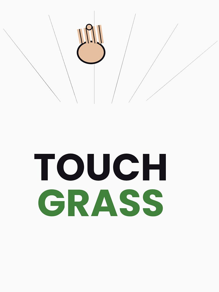 Touch Grass Funny Internet Meme Sticker by QuirkyCartel