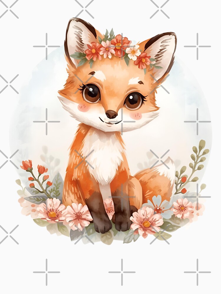 Cute flowery fox in the fairytale forest by SimonsDesignArt