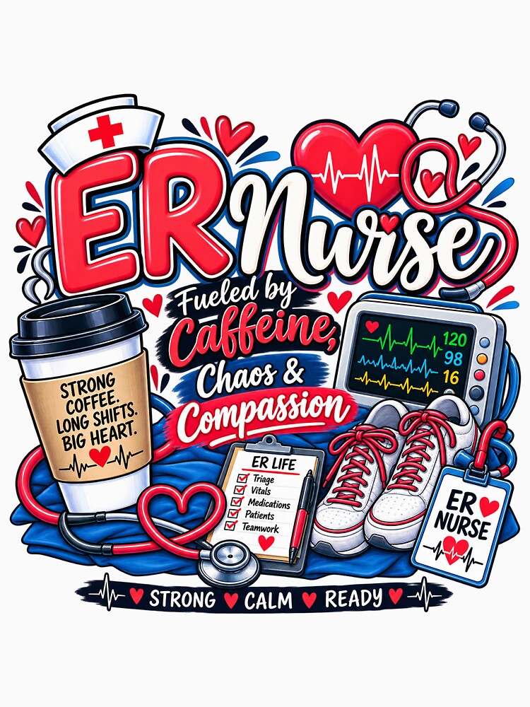 ER Nurse Fueled by Caffeine Chaos & Compassion by Nurse Vibes Studio