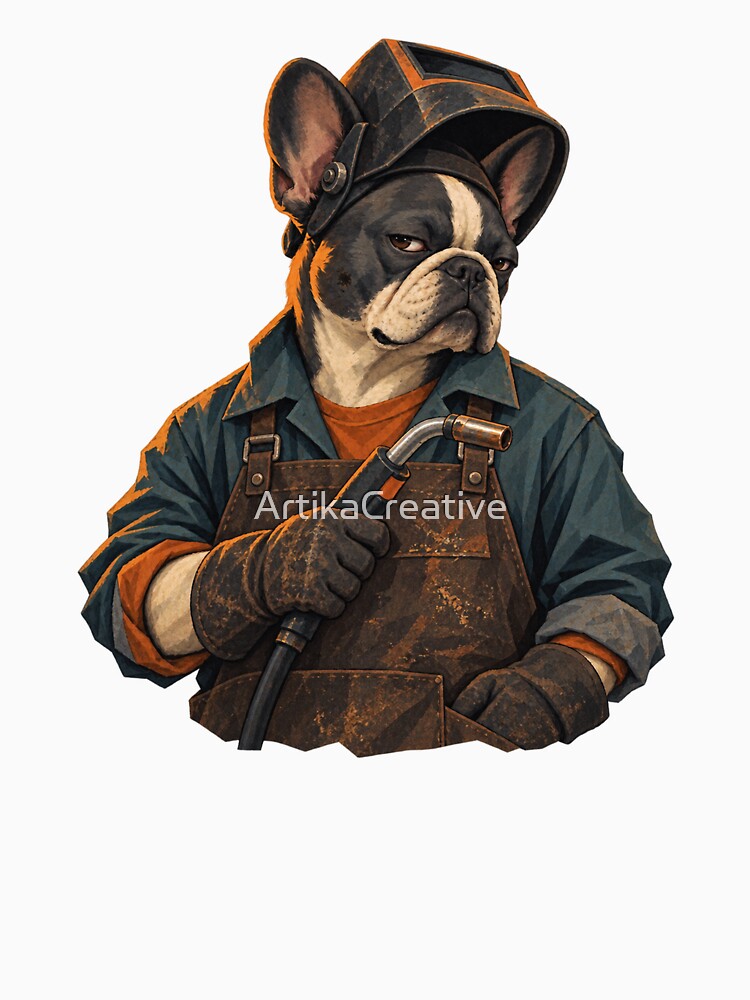 French Bulldog Welder at Work by ArtikaCreative