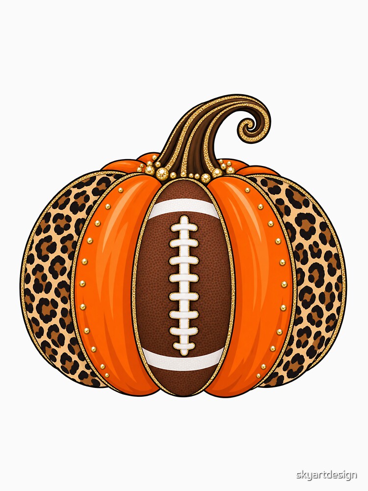 Leopard Print Football Pumpkin for Autumn Game Day by skyartdesign